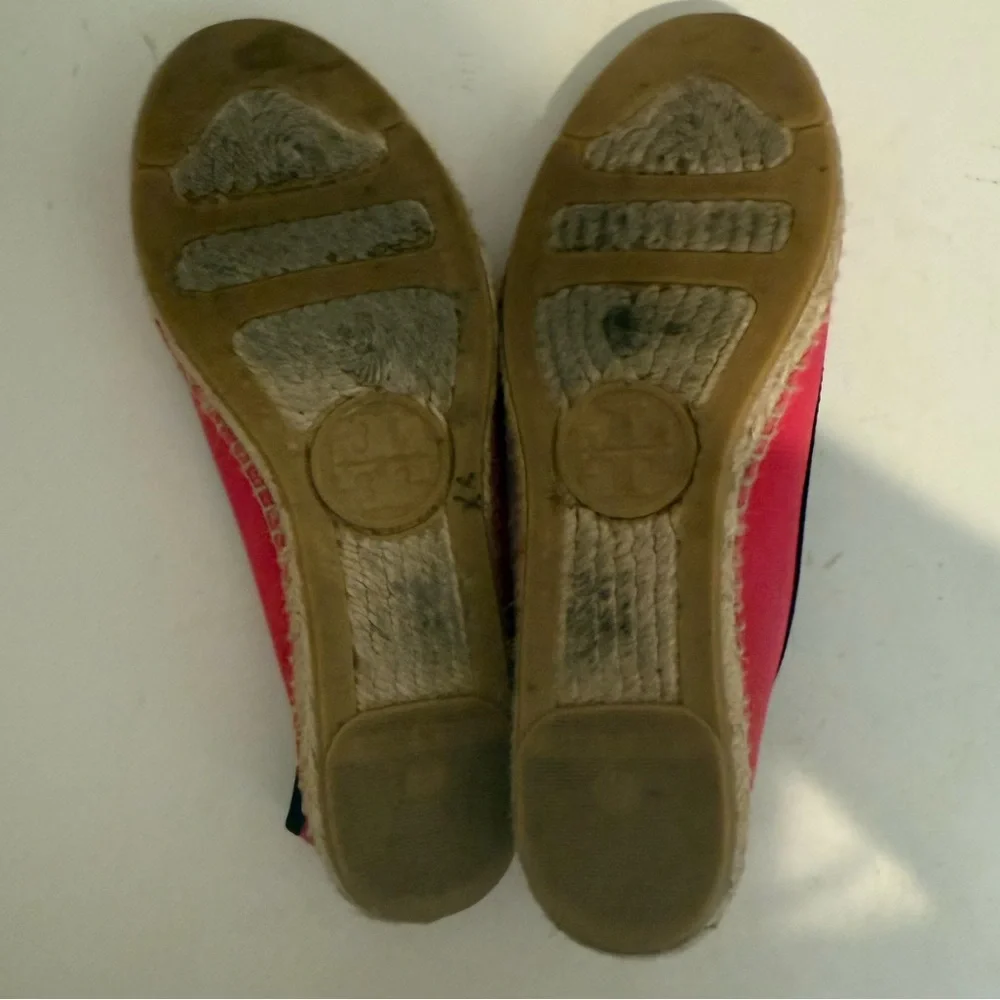 TORY BURCH Ballet Espadrilles in Lipstick Pink and Navy Blue Flats Size 6